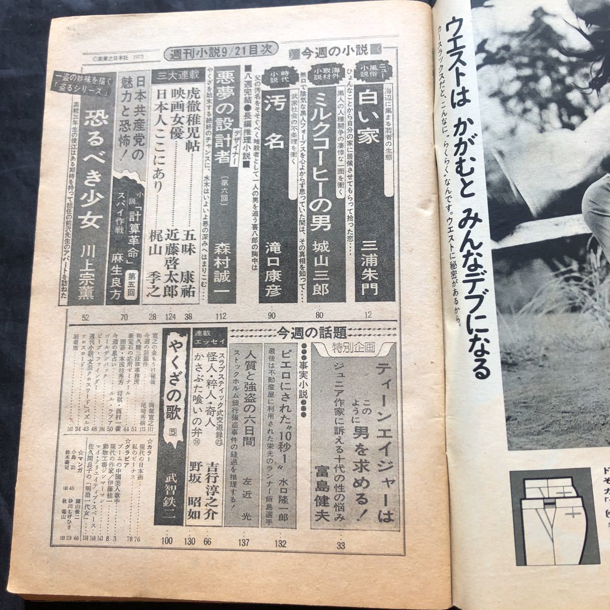 NA1882N241　週刊小説　アグネス・チャン　佐久間良子　1973年9月発行_画像3