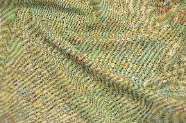 ウール 着物 中古 黄緑 同抜き仕立て 美品 裄63cm サイズS hh1453【中古】_画像3