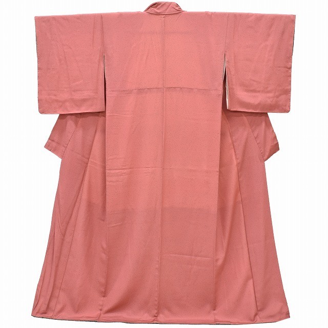 小紋 リサイクル着物 正絹 仕立て上がり 重ね衿付き ピンク系 あられ文様 rr1059b