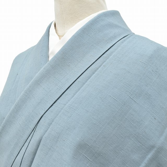 真綿紬 中古 正絹 単衣 麻の葉文様 グレー系 ll0245a10 ファッション 