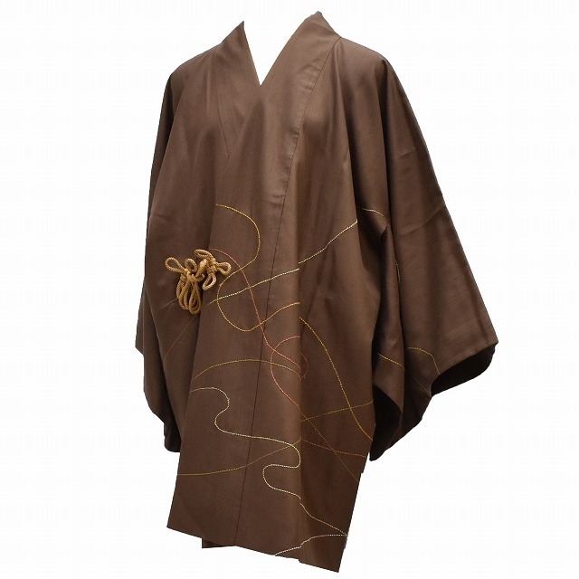最高の品質の  袷 正絹 リサイクル着物 道中着 紬地 着物ひととき rr1544b 刺繍 刺し子 コート、道中着