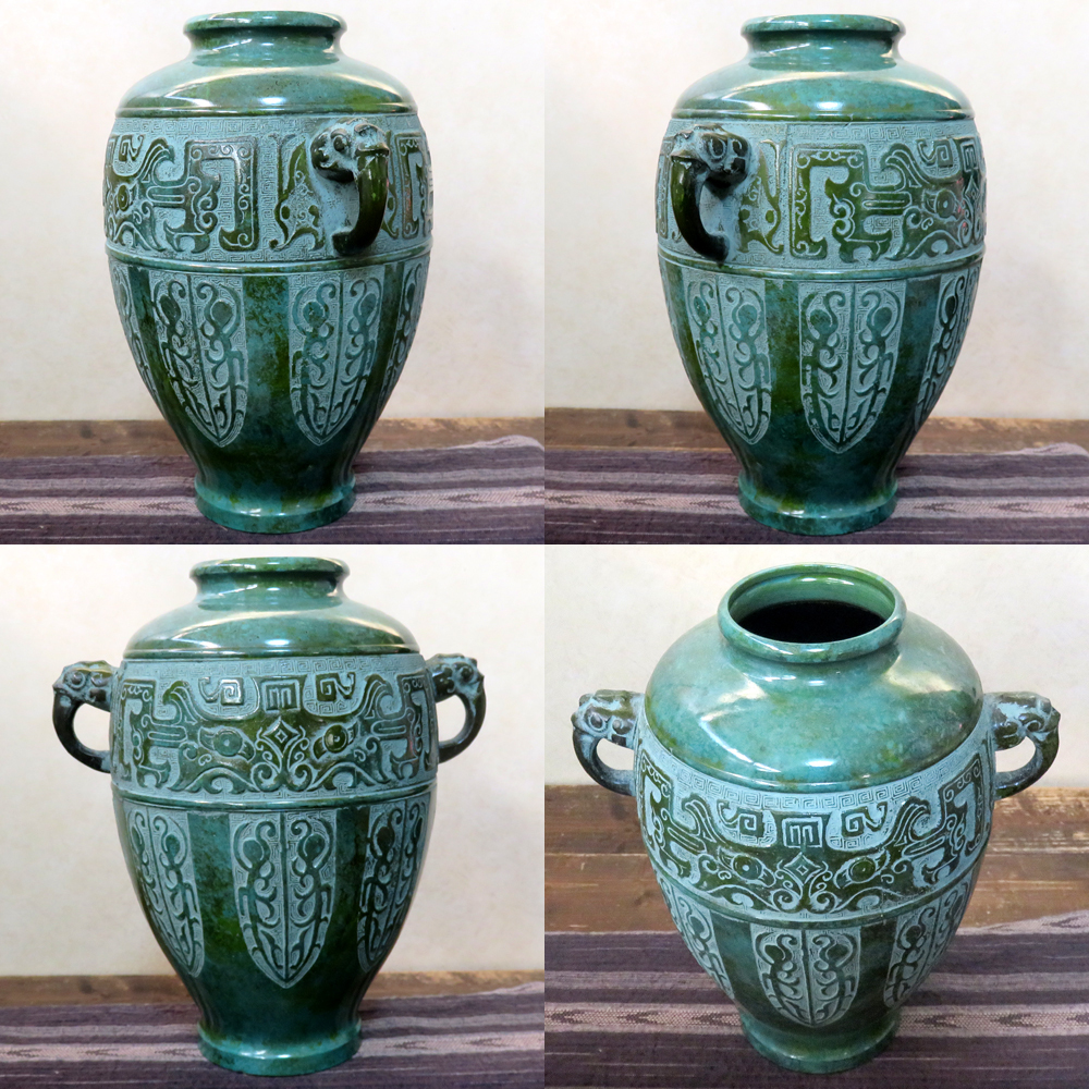 Yahoo!オークション - 雄峰之印 雄峰作 青銅 鋳銅 花瓶 在銘 双 Yahoo!オークション - 雄峰之印 雄峰作 青銅 鋳銅 花瓶 在銘 双