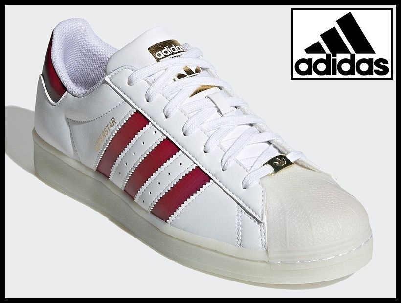 送料無料 新品 adidas アディダス 21AW H00232 SUPERSTAR スーパースター 天然ゴムソール スニーカー シューズ リサイクル 白 赤 27.0cm ⑥の画像2