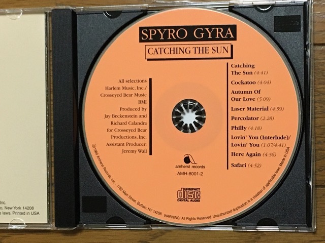 Spyro Gyra / Catching the Sun ジャズフュージョン 名盤 輸入盤(品番:AMH-8001) Tom Schuman Jay Beckenstein Dave Samuels Randy Breckerの画像5