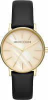  новый товар ARMANI EXCHANGE Armani Exchange наручные часы AX5561 женский boys размер Lola роллер Gold чёрная кожа 