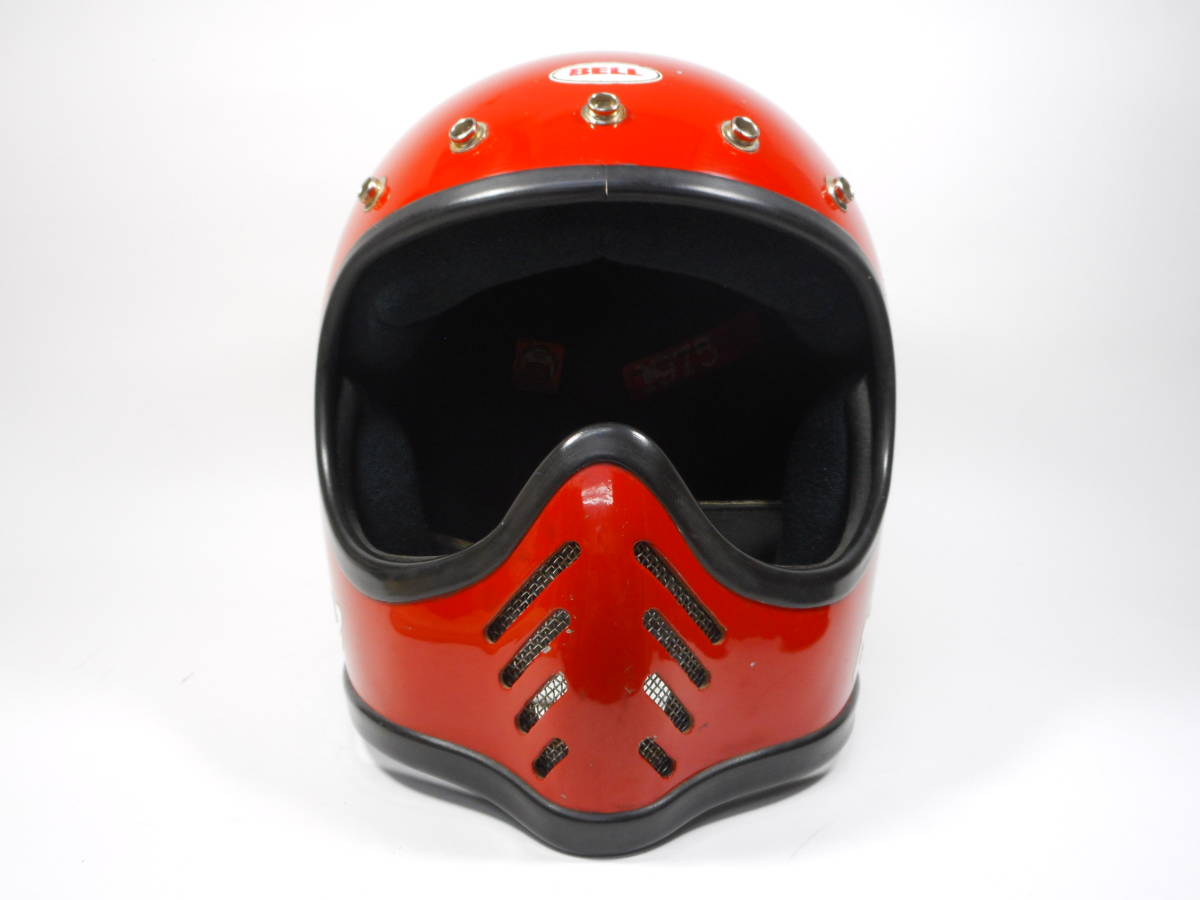 倉 Sシェル 初期 70s BELL MOTO 3 赤 6 7 8 目深加工済み M 70年代
