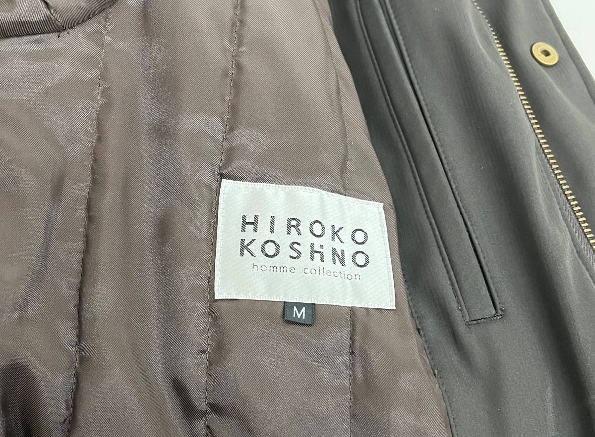 HIROKO KOSHINO ヒロココシノ ＊中綿 ハイネック フルジップ フード ＊ハーフコート ジャケット ＊M size ＊ダークブラウン ＊紳士 防寒_画像9