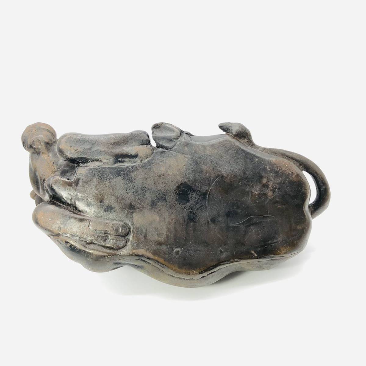 古銅製牛置物,工芸品,金工細作,長27cm,重4200克 本物 22950円