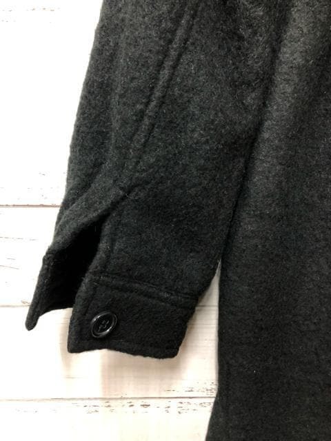 新品☆Sサイズ♪黒系♪ウール混軽やかロングジャケット♪シャツ型アウター♪☆e362