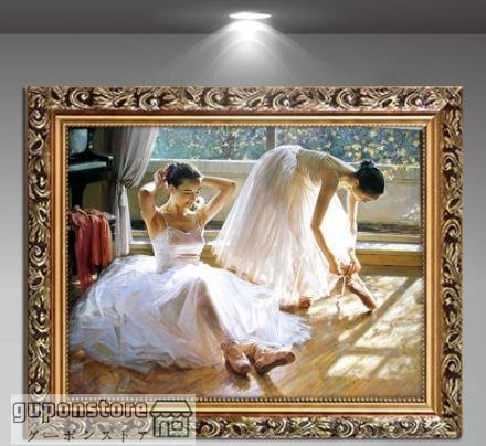 特売！超美品~バレエを踊る女の子 油絵 装飾画