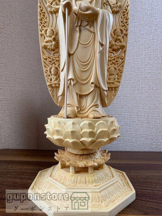 【極上の木彫】地蔵菩薩像 精密彫刻 仏像 手彫り 木彫仏像 仏師手仕上げ品 高さ43cm_画像6