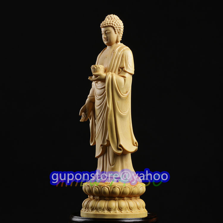 阿弥陀如来立像 木彫仏像 仏教芸術品 精密細工 高さ21cm_画像4