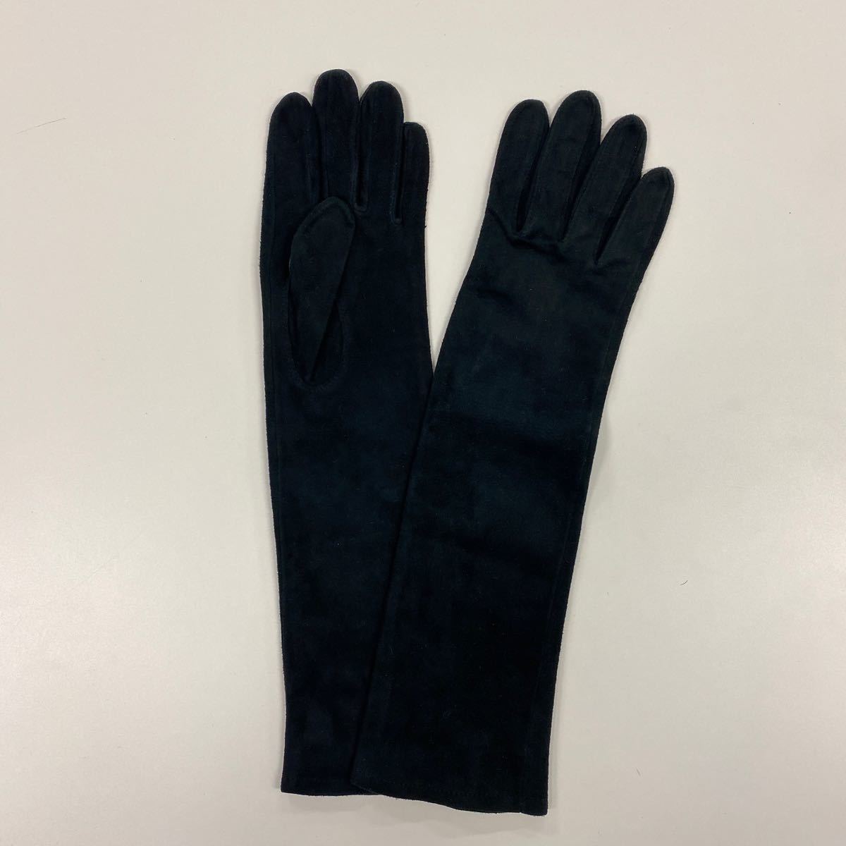 [ beautiful goods ] Le Ciel Bleu lady's suede leather long glove black leather gloves LE CIEL BLUE leather lining 