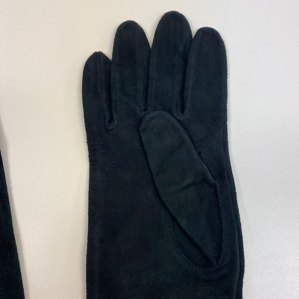 [ beautiful goods ] Le Ciel Bleu lady's suede leather long glove black leather gloves LE CIEL BLUE leather lining 