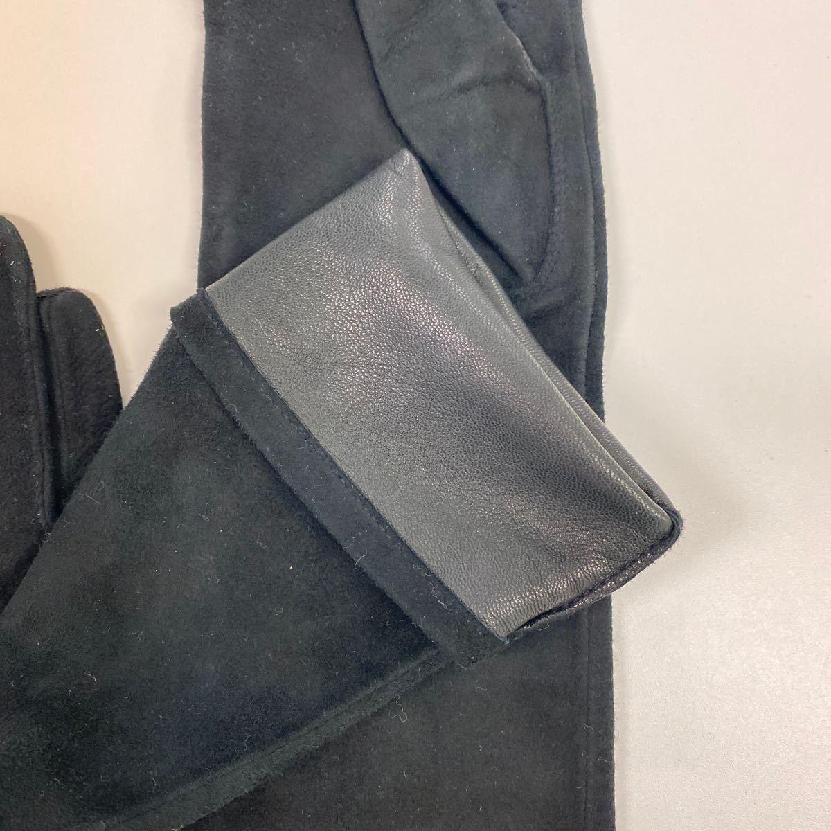 [ beautiful goods ] Le Ciel Bleu lady's suede leather long glove black leather gloves LE CIEL BLUE leather lining 