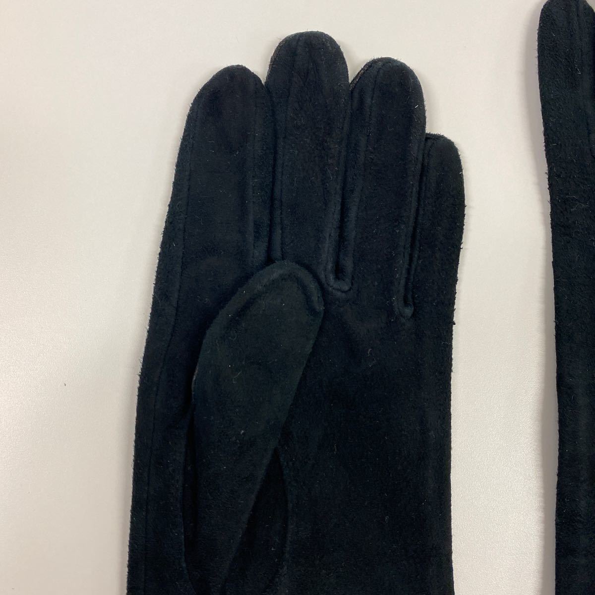 [ beautiful goods ] Le Ciel Bleu lady's suede leather long glove black leather gloves LE CIEL BLUE leather lining 