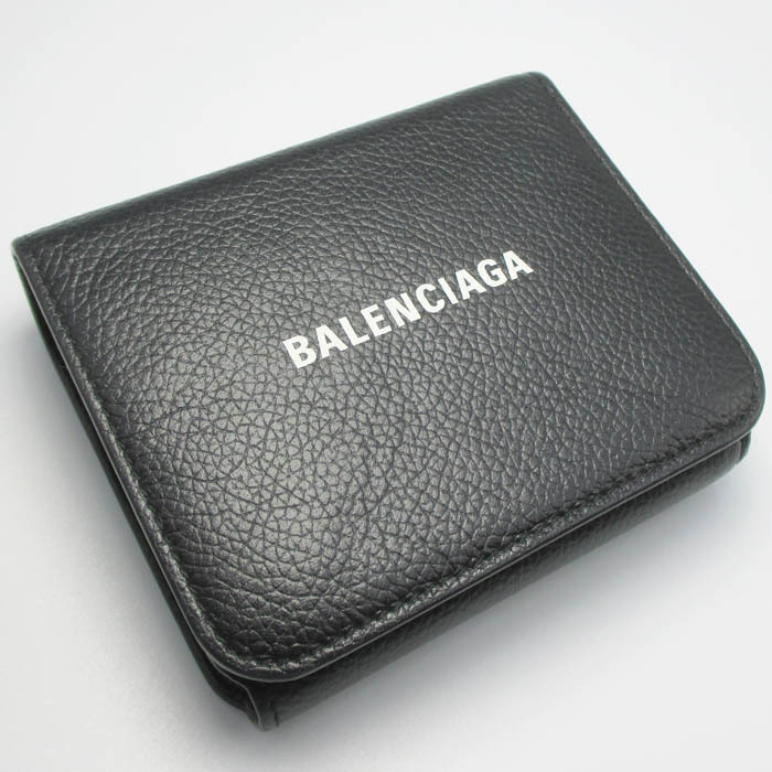 BALENCIAGA バレンシアガ 3つ折りブラックレザーウォレット