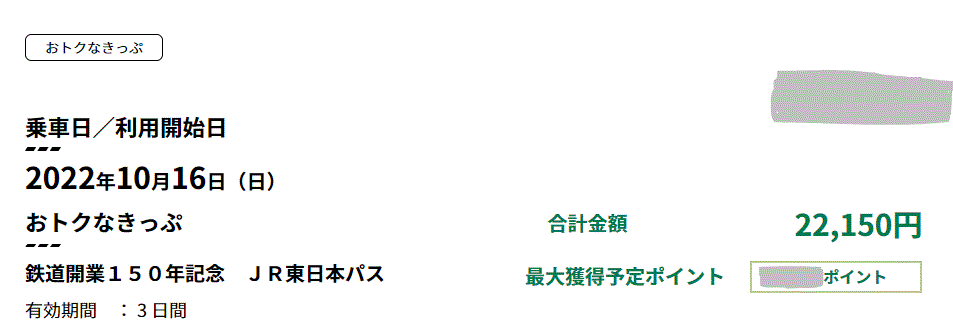 鉄道開業150年記念 JR東日本パス 17日18日2日間