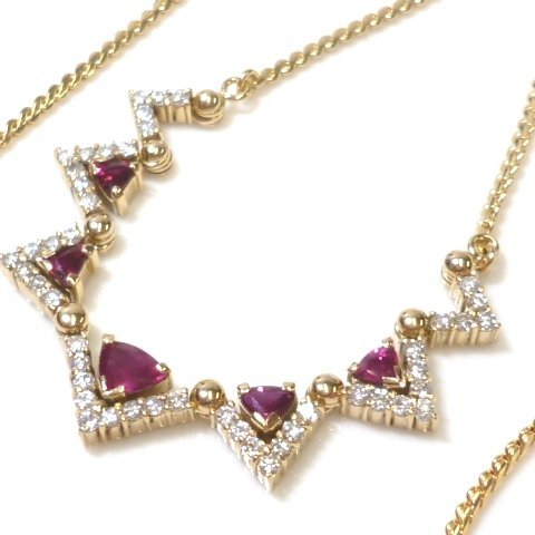 ブランド品専門の Pt850/900☆ネックレス ルビー0.21ct/ダイヤモンド