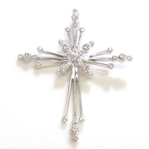 J*K18WG gorgeous! diamond 0.34ct Cross pendant top white gold 18 gold diamond 10 character .Diamond White gold pendent charm