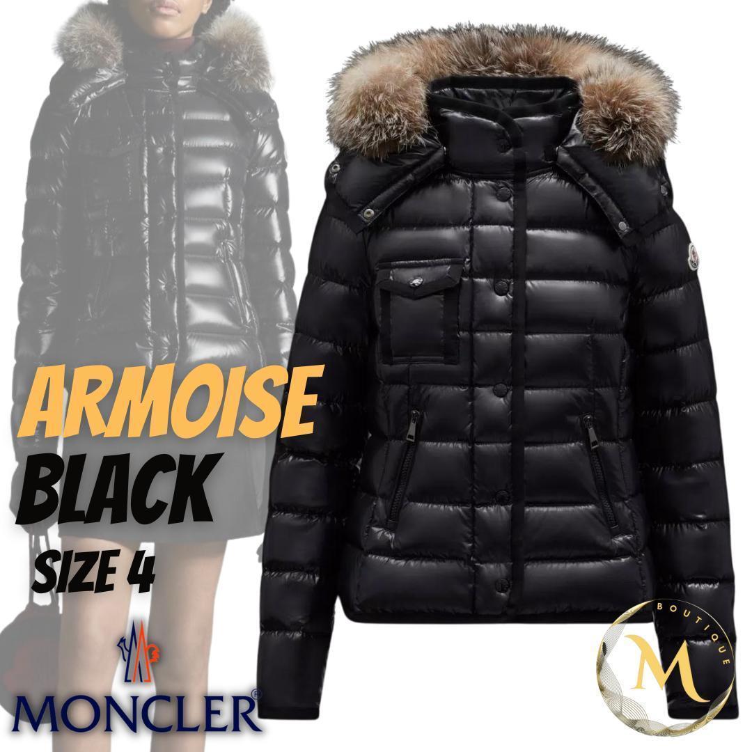 ☆新品未使用・本物保証☆ MONCLER ARMOISE ダウンジャケット ４ XLサイズ　ブラック 黒色　リアルファー HERMIFURのショートバージョン