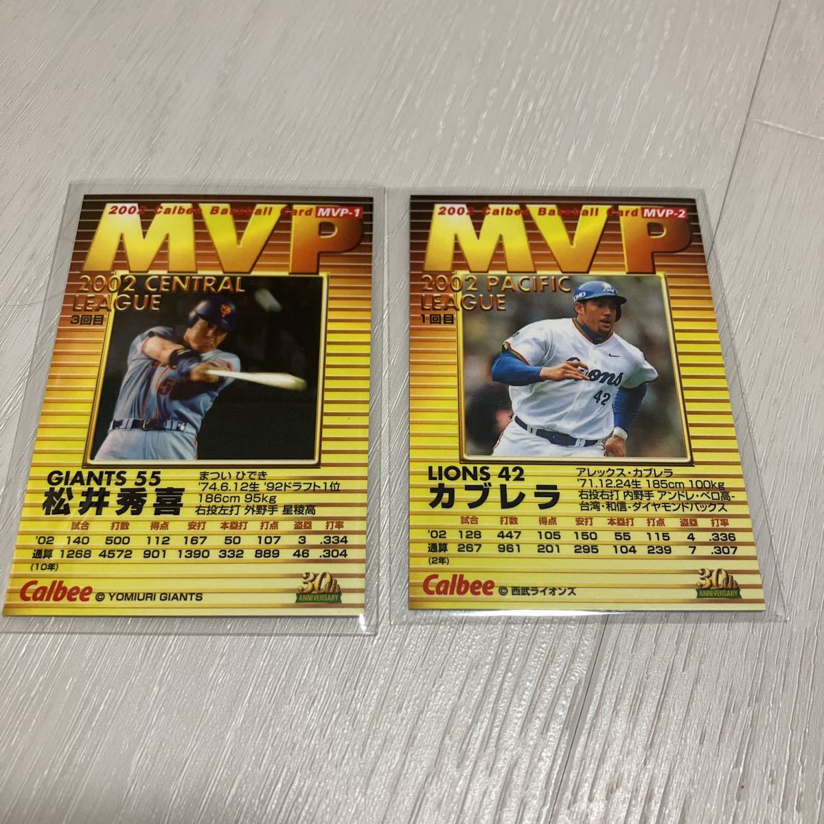 カルビー プロ野球チップス アレックスカブレラ 松井秀喜 2002年MVP ラッキーカード 限定品 インサートカード 非売品_画像2