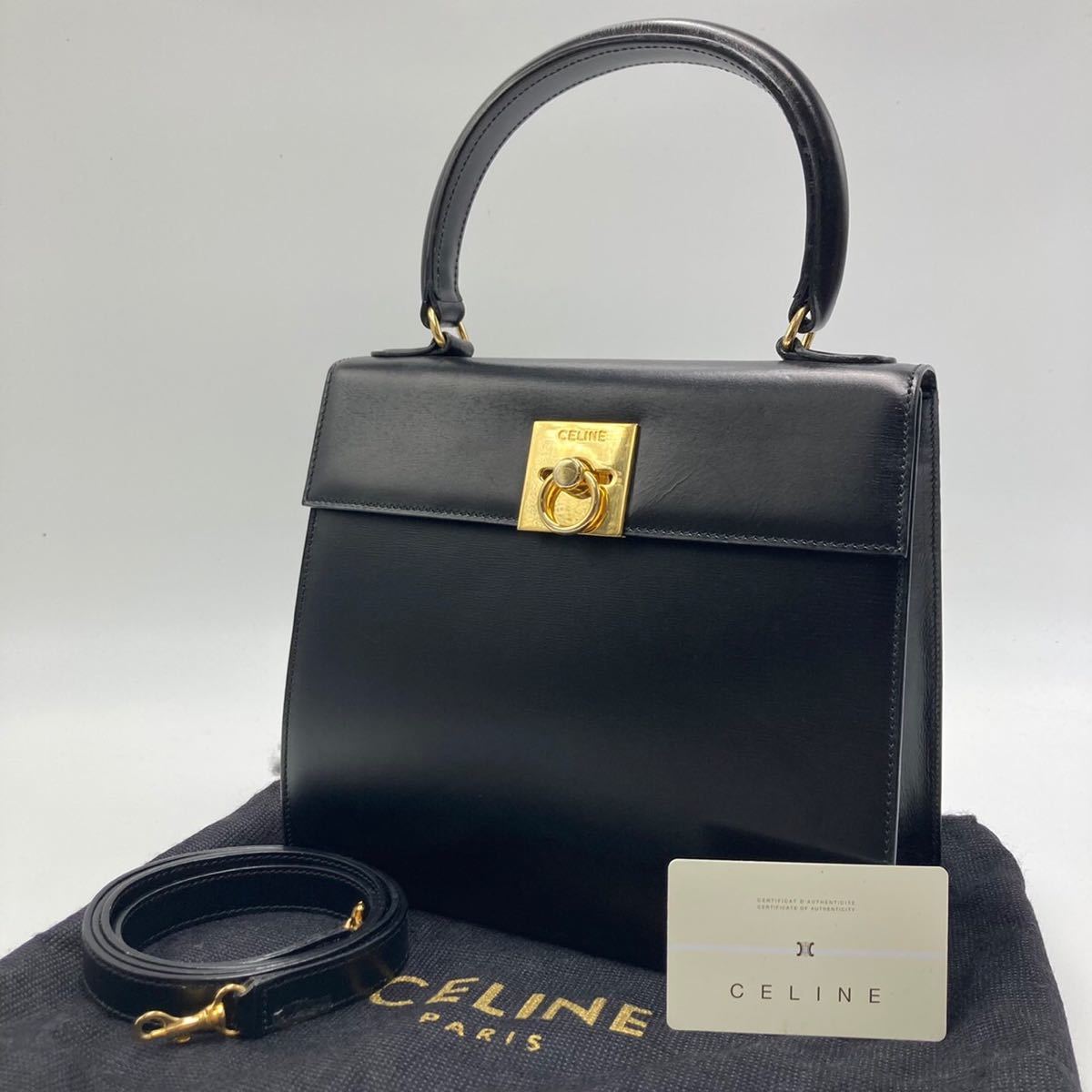 数量は多 美品✨CELINE セリーヌ ハンドバッグ ガンチーニ レザー