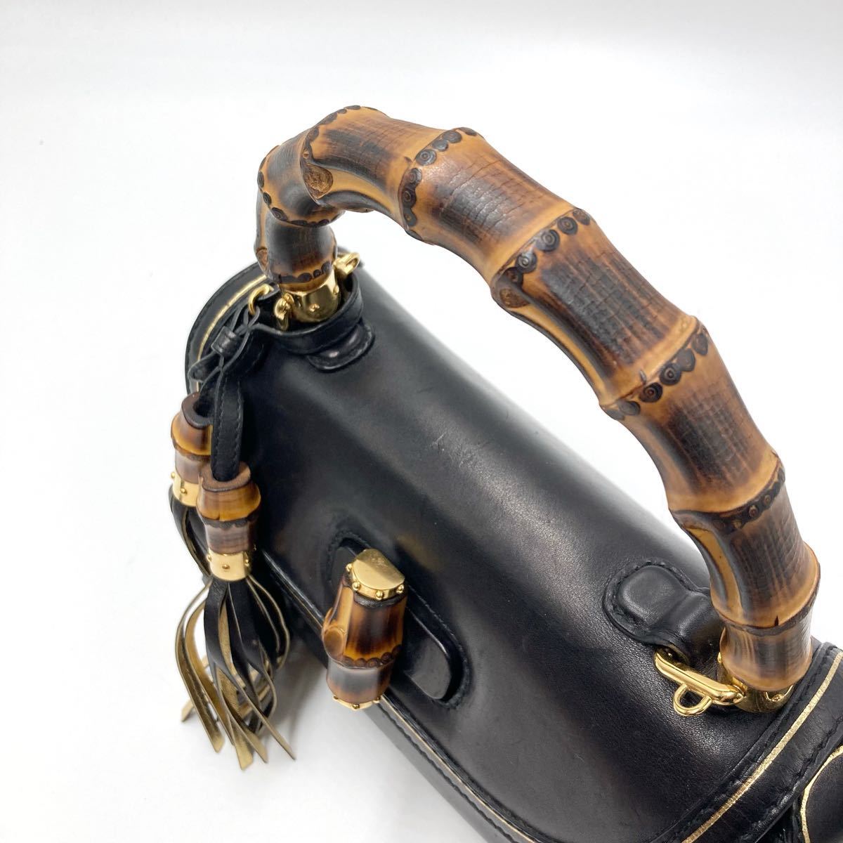 新着 GUCCI ニューバンブー ハンドバッグ ターンロック フリンジ