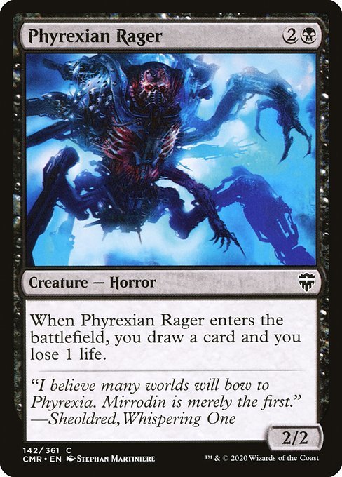 MTG ■黒/英語版■ 《ファイレクシアの憤怒鬼/Phyrexian Rager》統率者レジェンズ　CMR_画像1