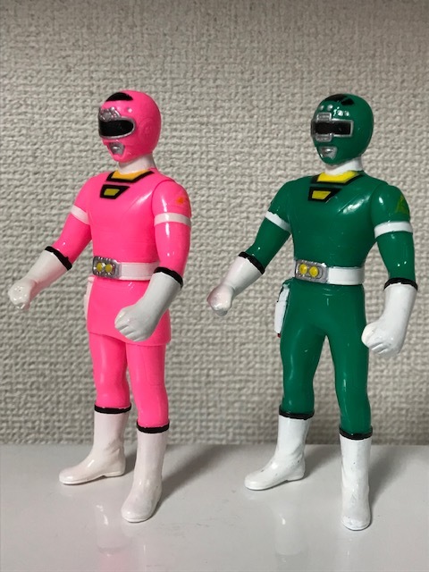  подлинная вещь 1996 год Bandai сделано в Японии Gekisou Sentai CarRanger розовый Racer зеленый Racer sofvi комплект организовать краска retro редкий 