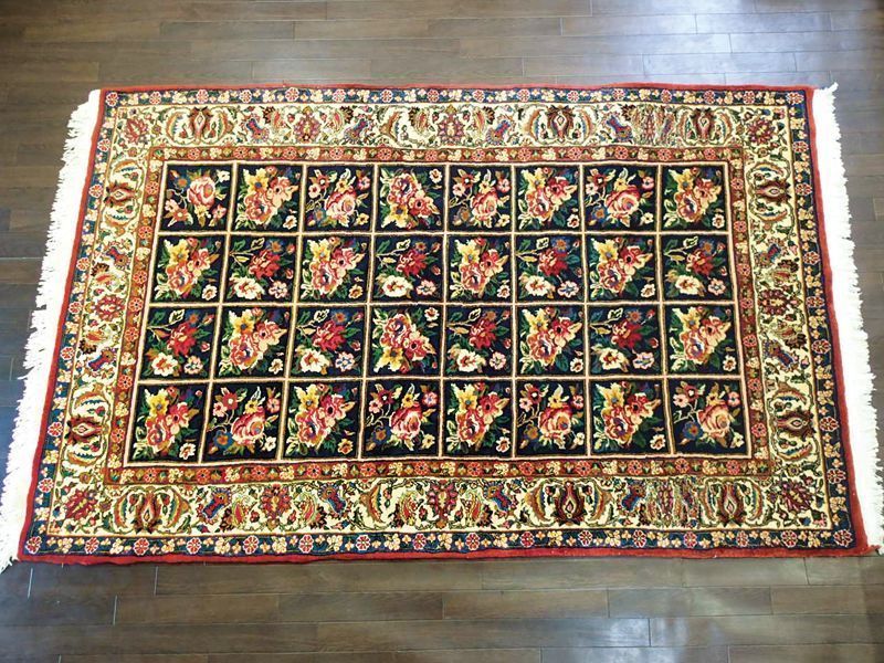 新品 ペルシャ絨毯 バクティヤリ 縦2.4m 横1.5m 2-3帖サイズ 240 x 150 cm No.1C 肉厚 ウール 手織り ラグ カーペット ヘシティ柄_画像3