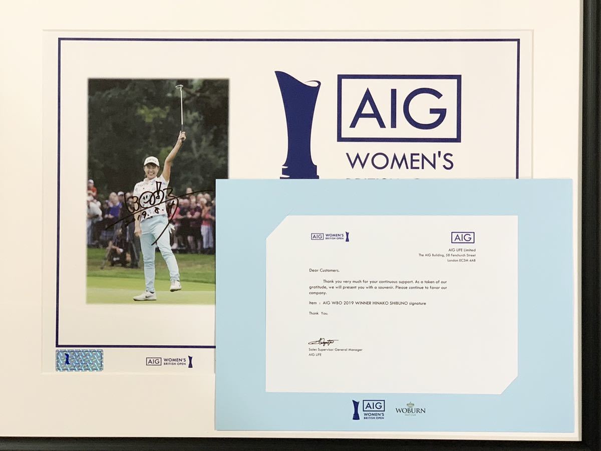 超可爱 渋野日向子 A AIG全英女子 2019 直筆サイン入り 即納!最大半額