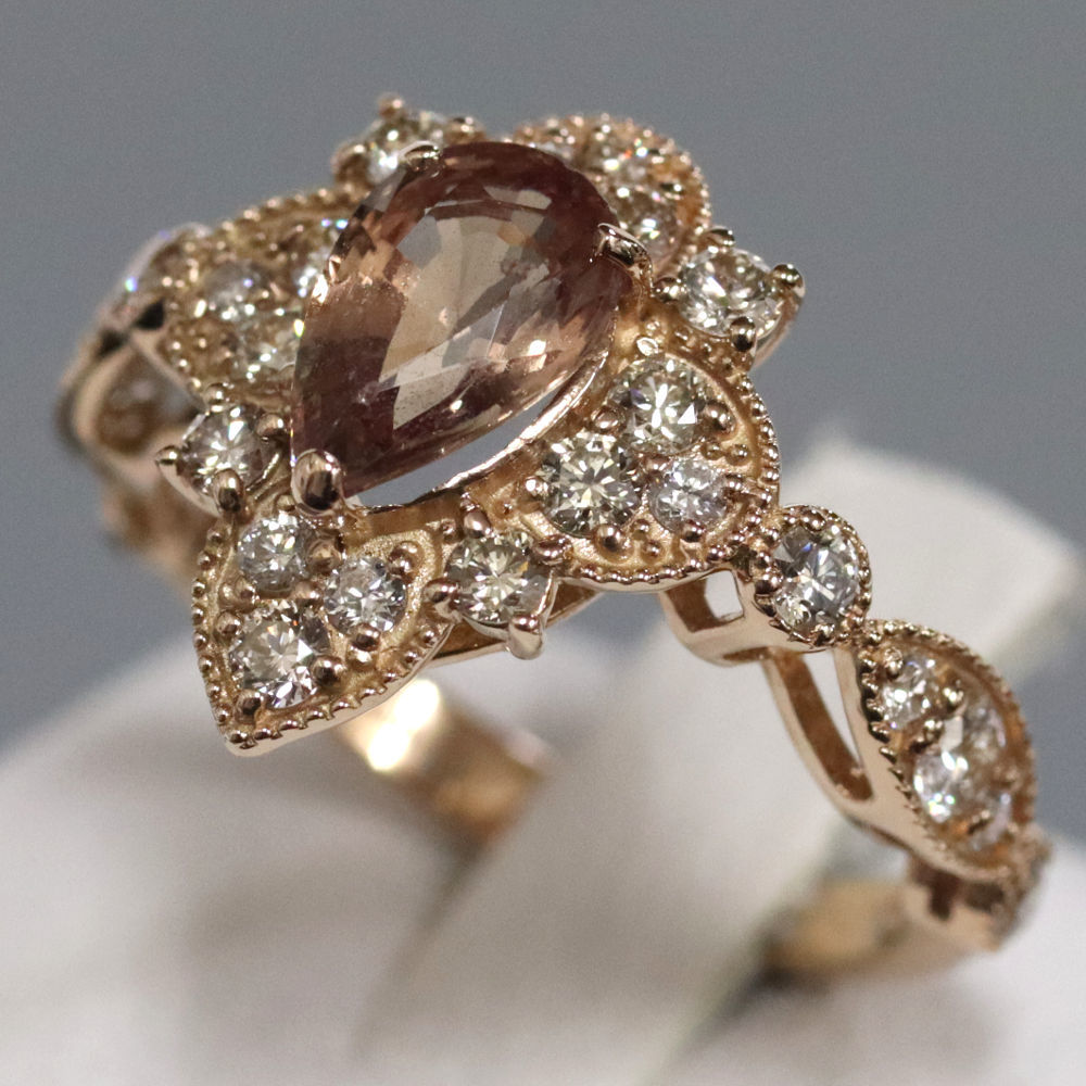 K18 Brown sapphire diamond ring S1.311 D0.77 3.6g #11