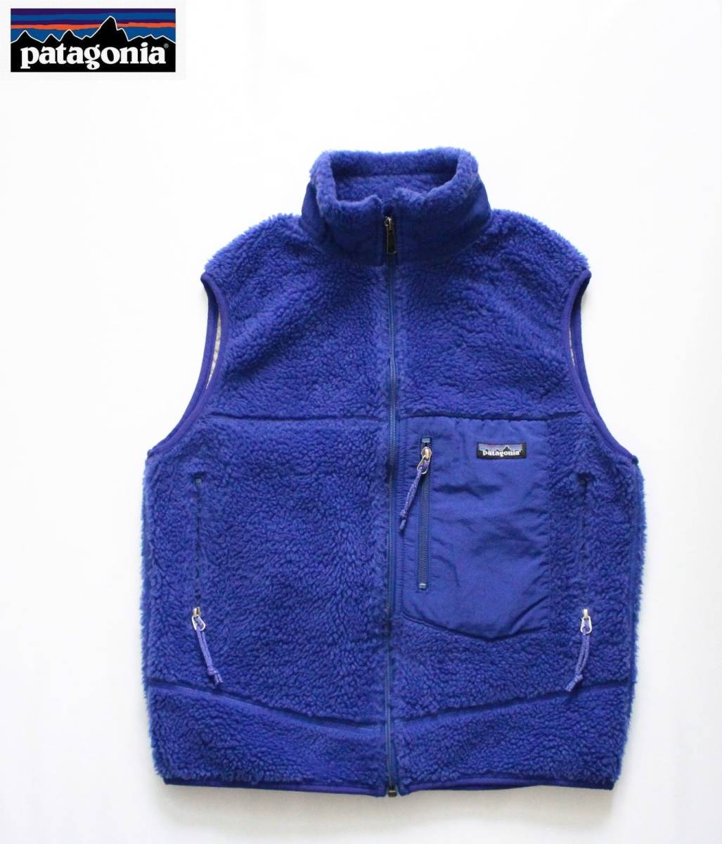 USA製【 patagonia パタゴニア 】CLASSIC RETRO X VEST クラシック レトロＸ ベスト S 23044 2000年製 ボア フリース オールド古着 ブルー_画像1