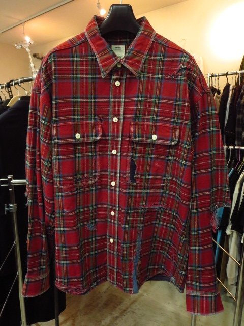 visvim ビズビム (0120205011011) LUMBER CHECK L/S CRASH ハード ダメージ クラッシュ加工 チェック ネルシャツ 赤 レッド RED 2