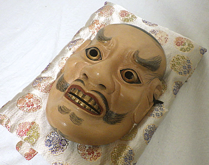 Yahoo!オークション - ◇能面 『天神』 木彫能面 鬼神系 在銘 面袋付