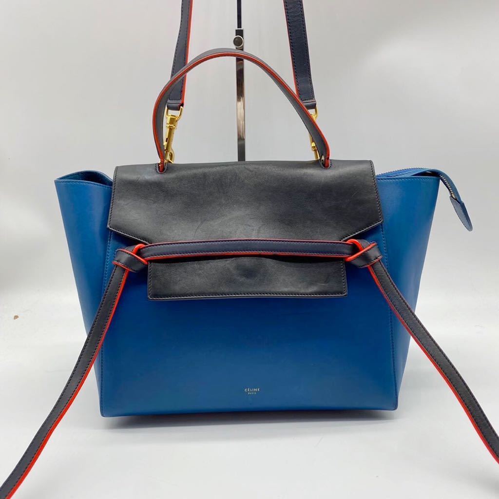 CELINE セリーヌ ベルトバッグ 廃盤 オールレザー バイカラー
