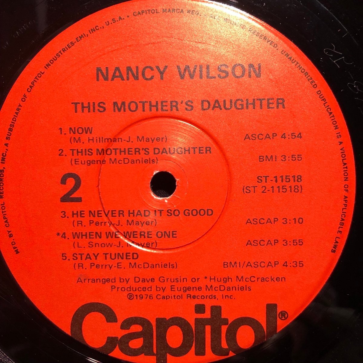 Nancy Wilson / This Mother's Daughter LP Capitol Records_画像6