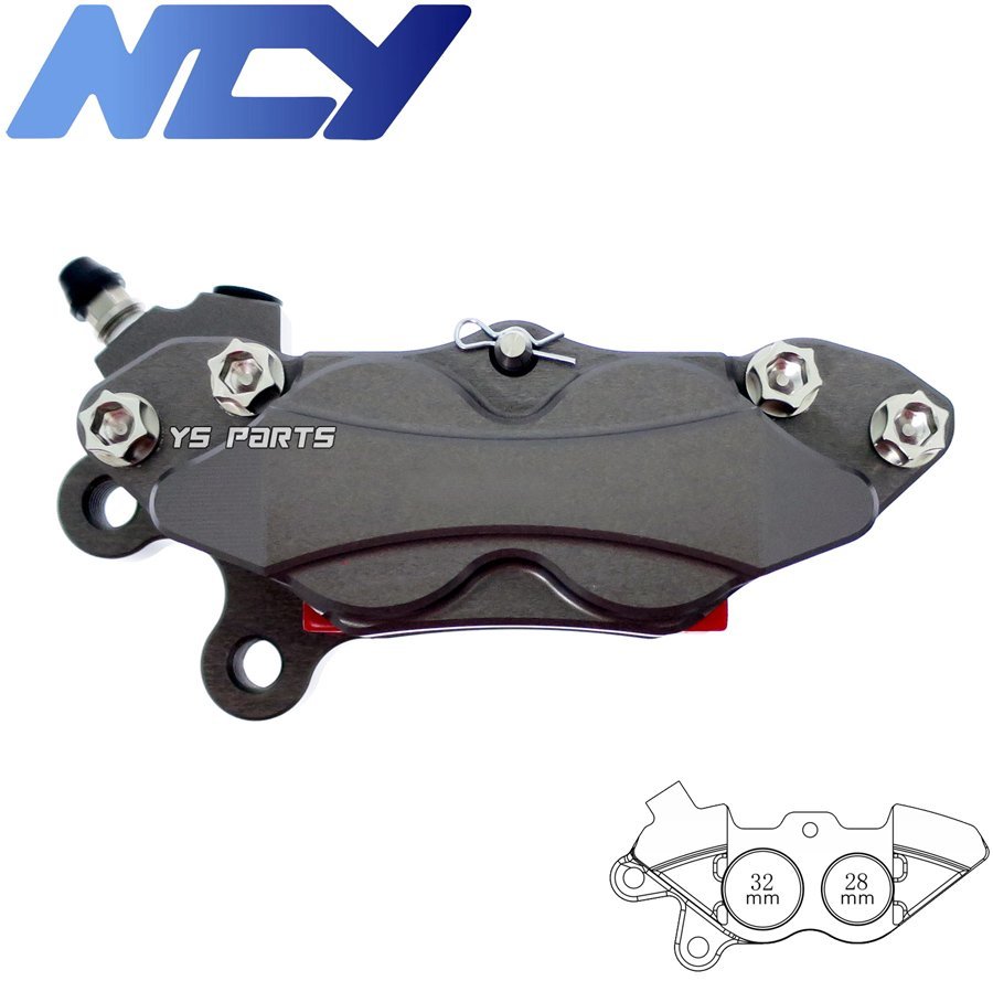 NCY 4POD鍛造ブレーキキャリパー灰 右側[ブレンボ40mmピッチ型]専用ブレーキパッド付シグナスX/NMAX125/NMAX155/YZF-R25/SRX400/SRX600_画像6