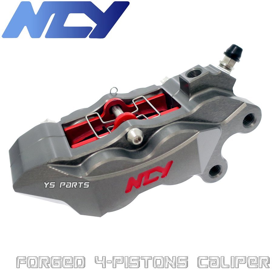 NCY 4POD鍛造ブレーキキャリパー灰 右側[ブレンボ40mmピッチ型]専用ブレーキパッド付シグナスX/NMAX125/NMAX155/YZF-R25/SRX400/SRX600_画像1