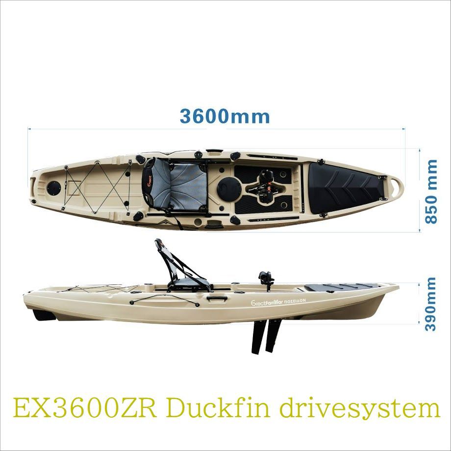 Exect Familiar　１２ｆ　Duckfin　drivesystem　familyカヤック　EX３６００ZR　　ポセイドンfishingカヤック