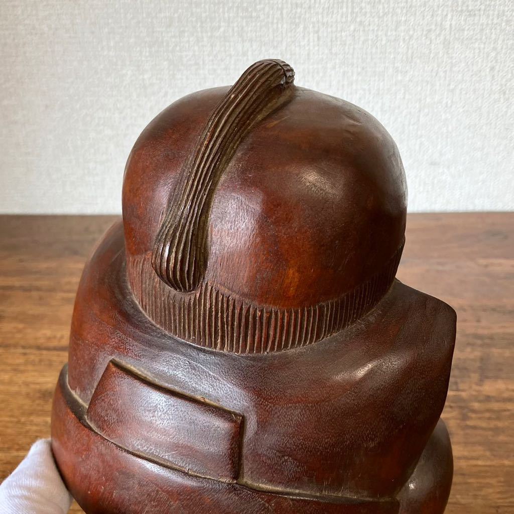 珍品 木彫り 福助 骨董 時代物 美術工芸品 アンティーク 彫刻 置物