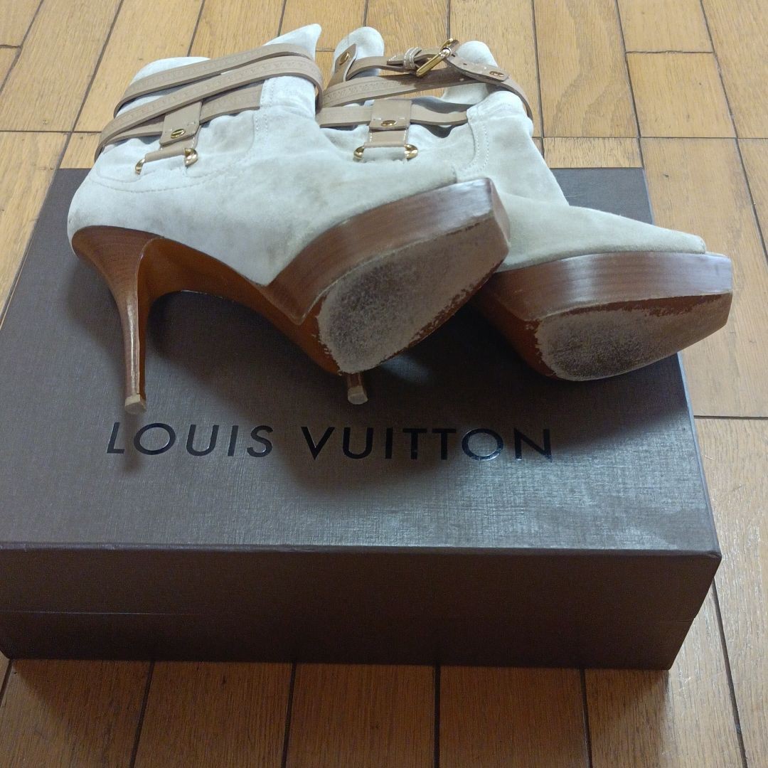 正規品 LOUIS VUITTON ルイヴィトン ショートブーツ オープントゥ 23 5