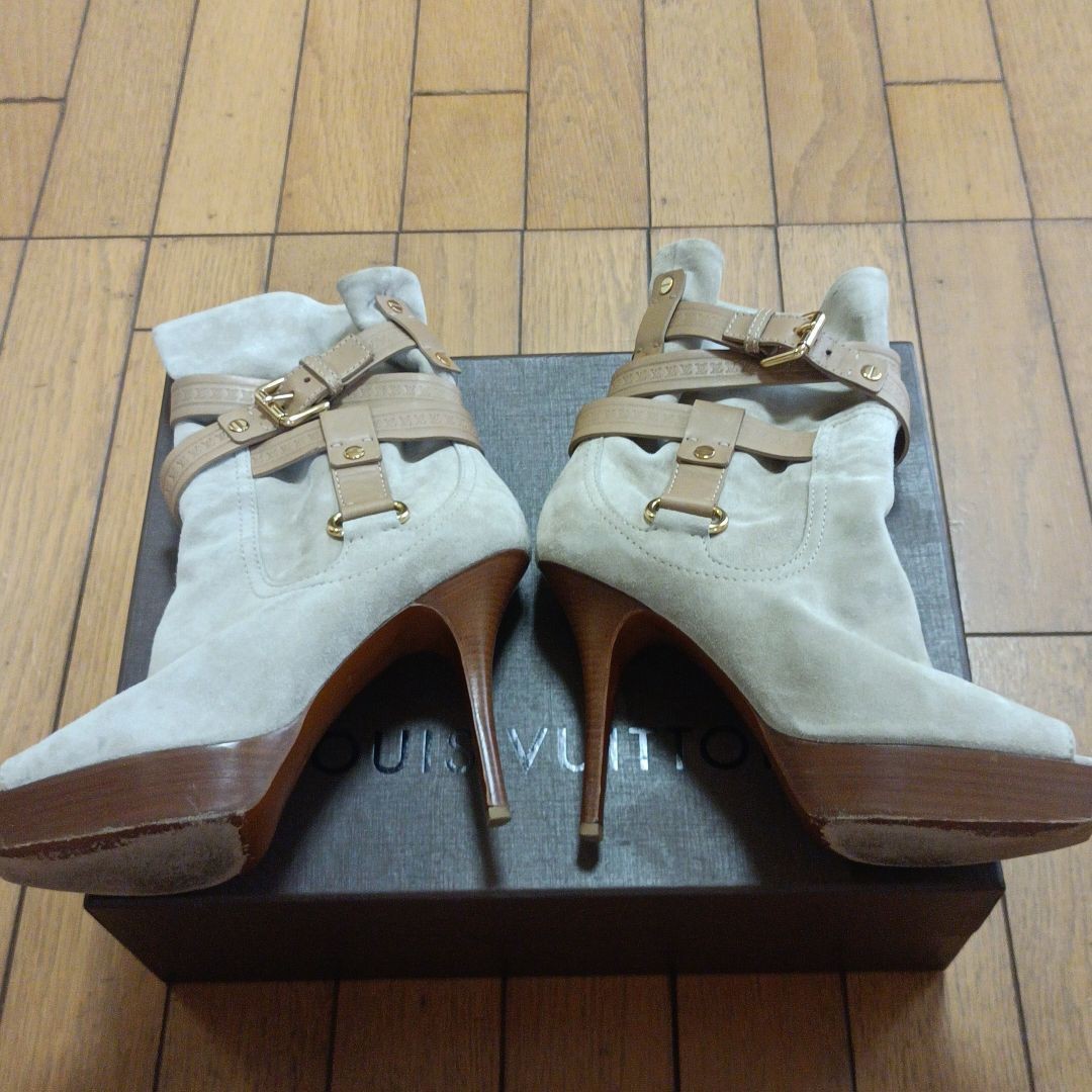正規品 LOUIS VUITTON ルイヴィトン ショートブーツ オープントゥ 23 5