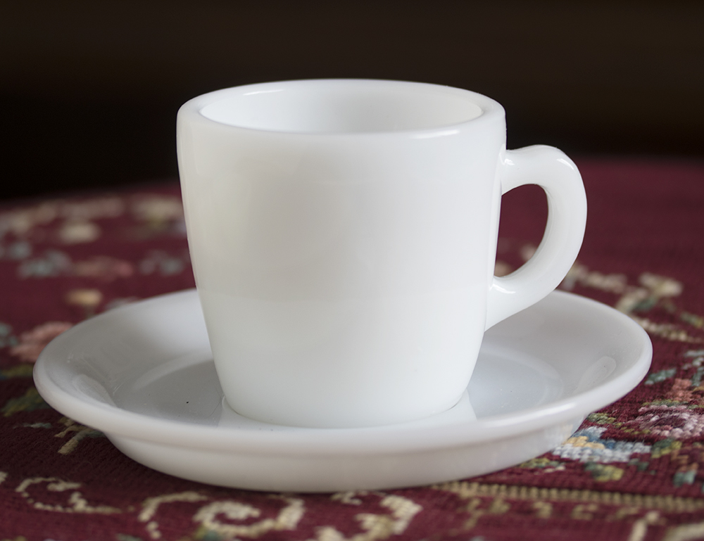  ultra rare! Fire King restaurant wear white strut cup & saucer unused! heat-resisting milk glass coffee Vintage 