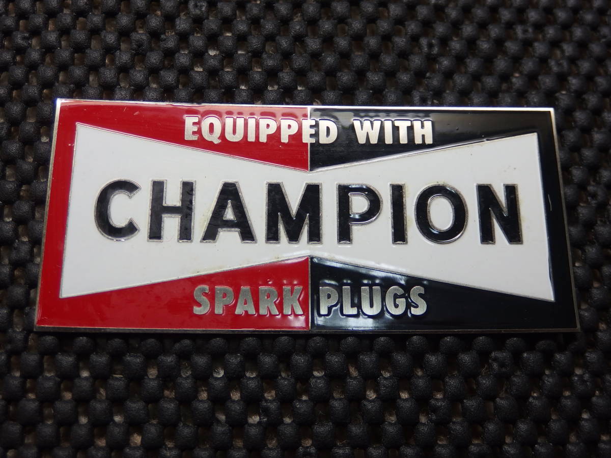 ** at that time mono! super-rare * Champion plug sticker * metal made CHAMPION SPARK PLUGS* valuable . Vintage item / aluminium sticker **