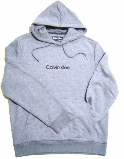 送料無料 Calvin Klein カルバンクライン スウェット ロゴ刺しゅうプリント プルバーパーカー グレー L 40FM269 メンズ レディース 人気 _画像1