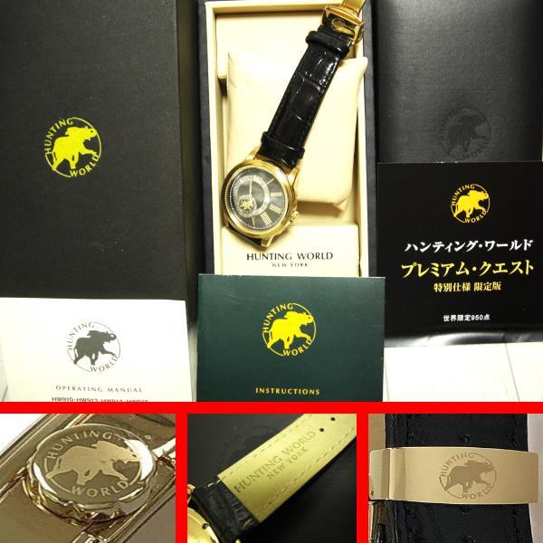  complete sale! super hard-to-find! world 950ps.@& serial NO stamp & diamond 2 stone! regular price approximately 11 ten thousand jpy . ultimate profit! Switzerland made! big Date & black x gold! wristwatch Hunting World 