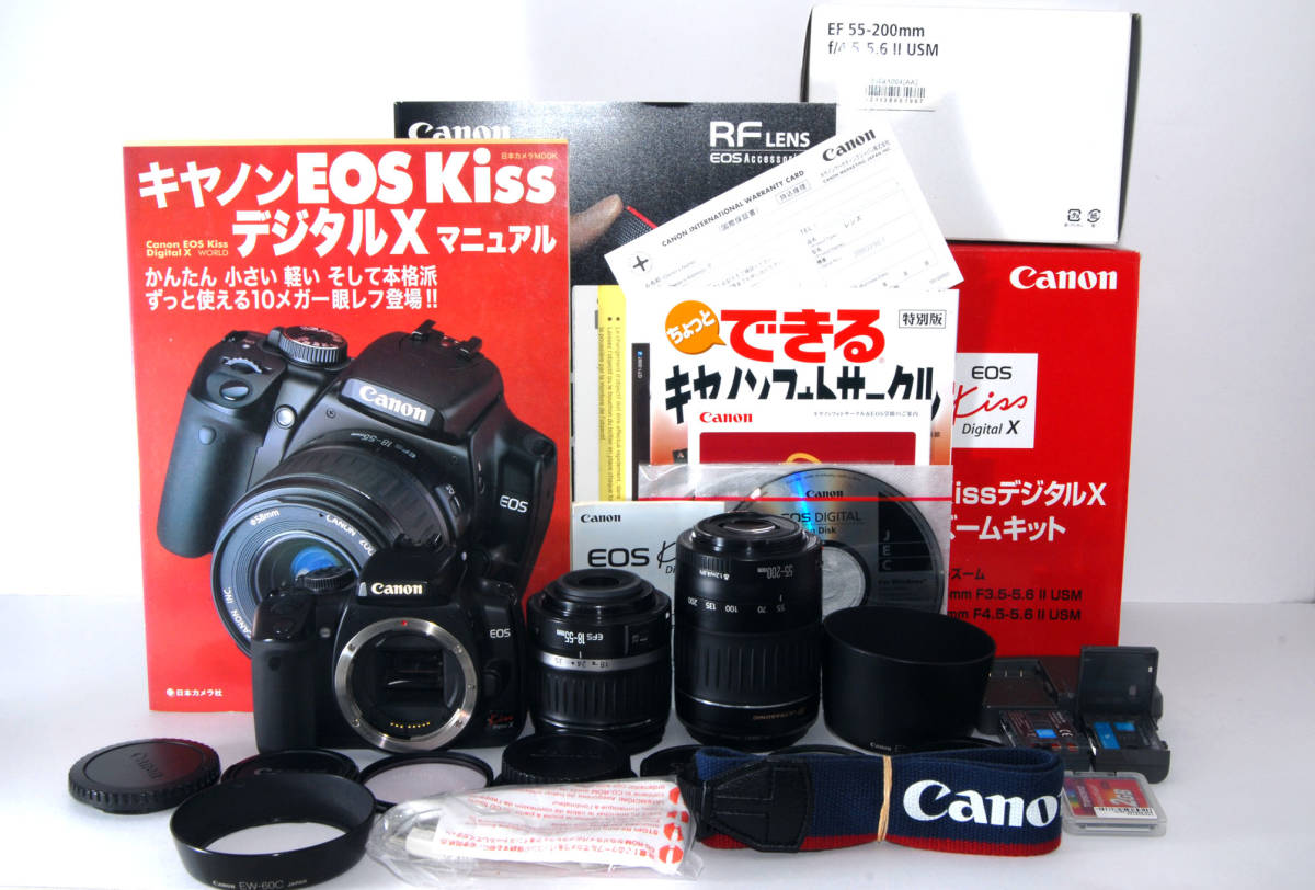 ☆初心者入門&付属品多数 Canon キャノン EOS Kiss X 純正&超望遠W