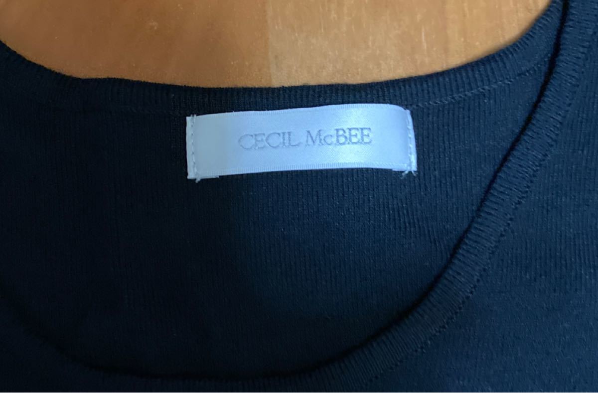 CECIL McBEE セシルマクビー  肩開き 長袖カットソー 黒 トップス 薄手ニット素材 未使用